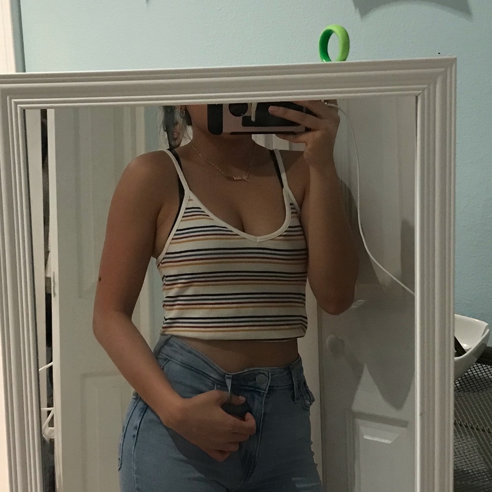 Multicolor horizontal stripped tank top